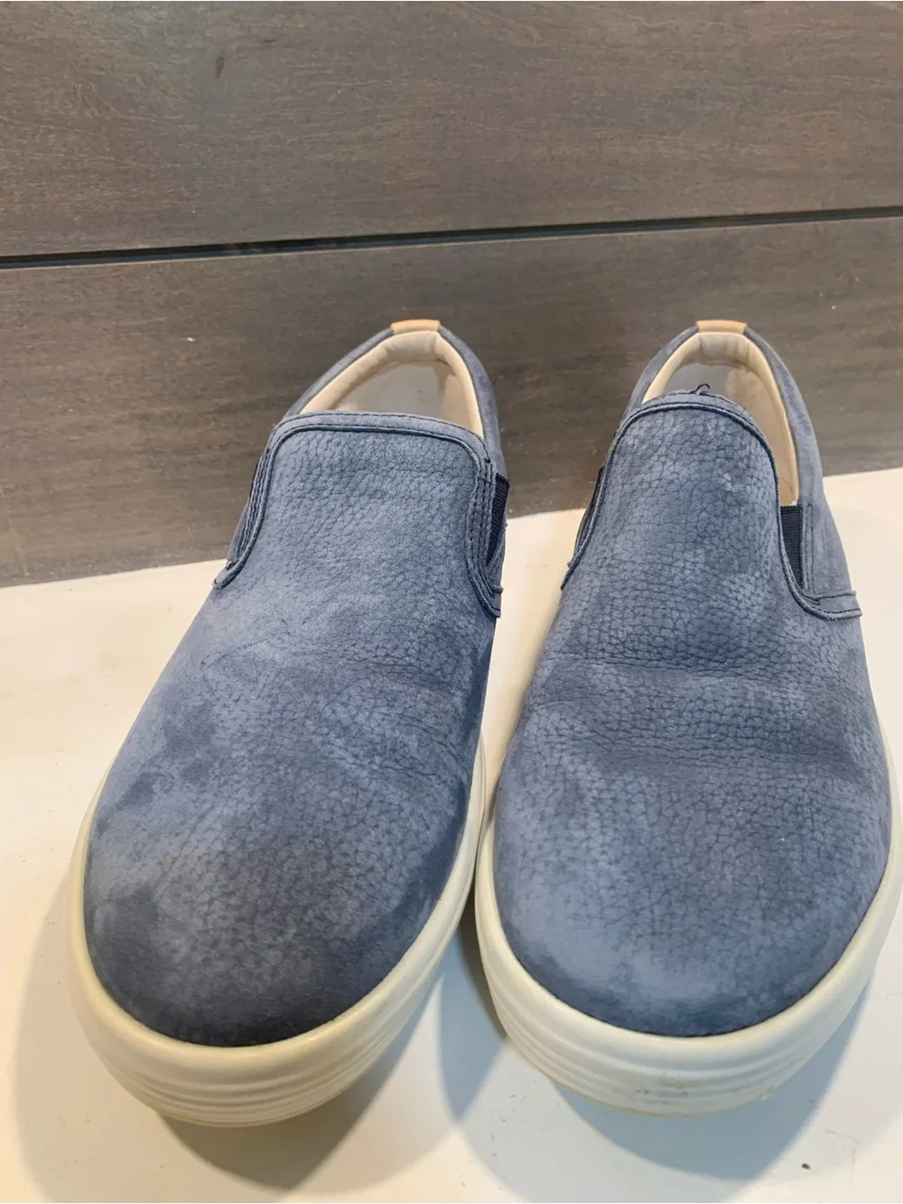 Ecco Soft 7 Slip-On Leather Loafer Blue Size 10-10.5 Preppy Casual  MInimal